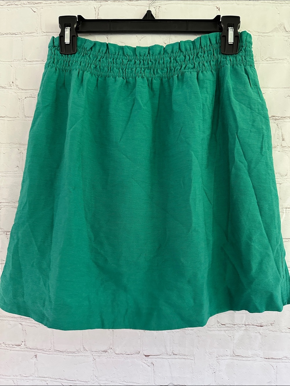 J. Crew Emerald Green Elastic Waist lined mini Skirt size 8